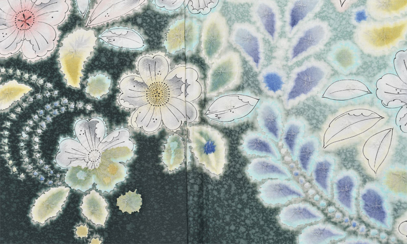 訪問着【華やかな辻が花模様】