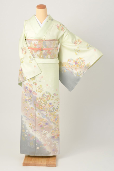 訪問着【若さはじける浅緑色】