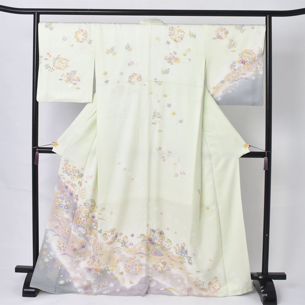 訪問着【若さはじける浅緑色】