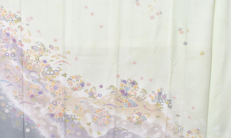 訪問着【若さはじける浅緑色】