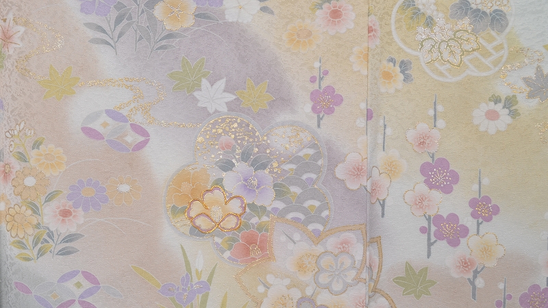 訪問着(淡い浅緑の友禅調)