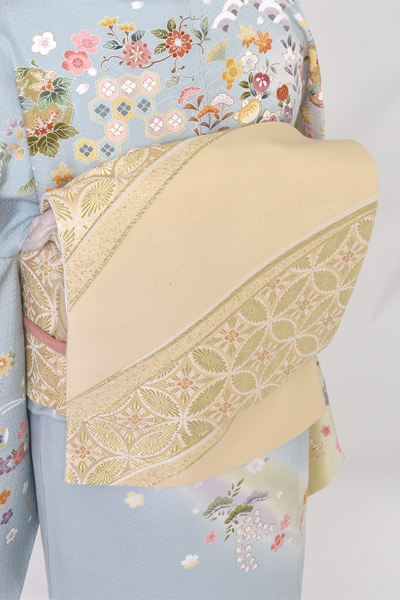 訪問着(新橋色に四季草花)