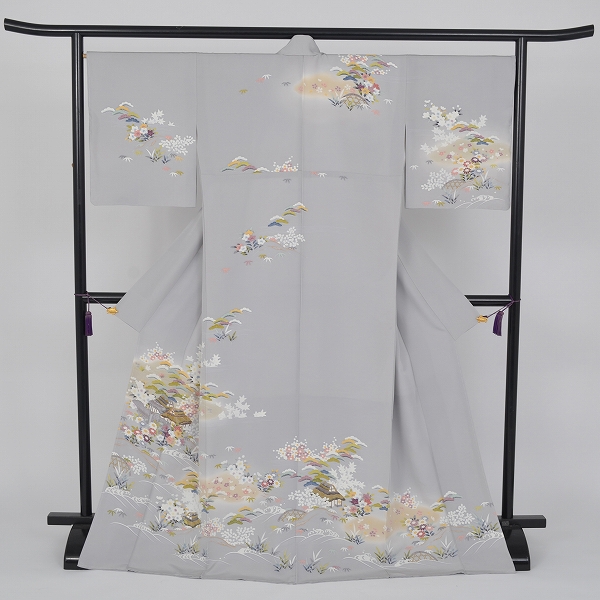 訪問着(上品な鼠色に茶屋辻柄)