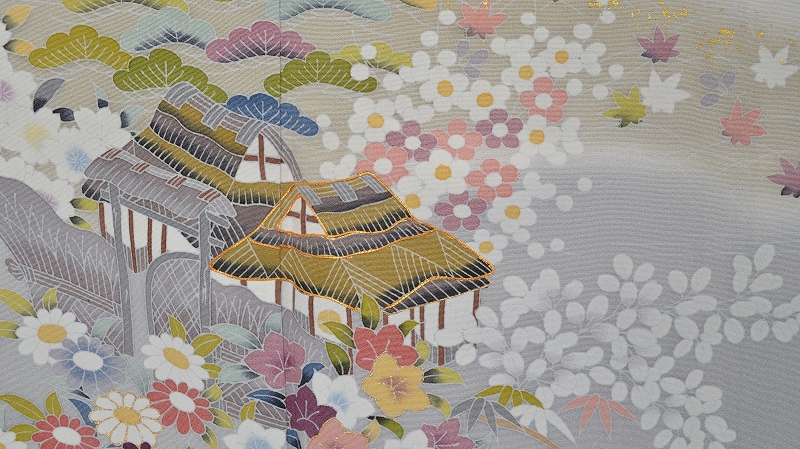 訪問着(上品な鼠色に茶屋辻柄)