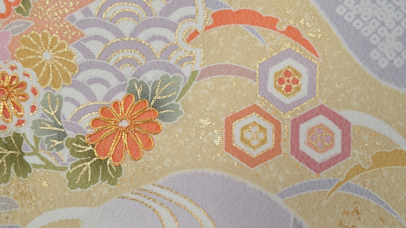 訪問着(藤色に吉祥文様の京友禅)