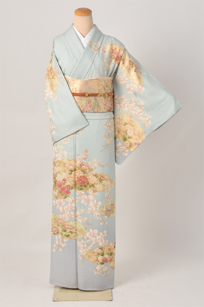 訪問着【水色地に胡蝶蘭】