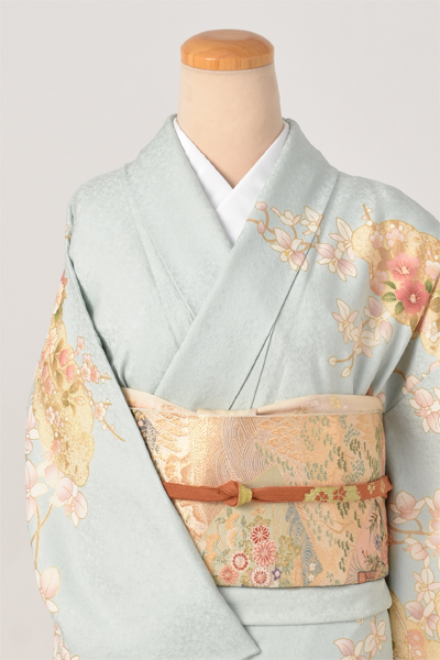 訪問着【水色地に胡蝶蘭】