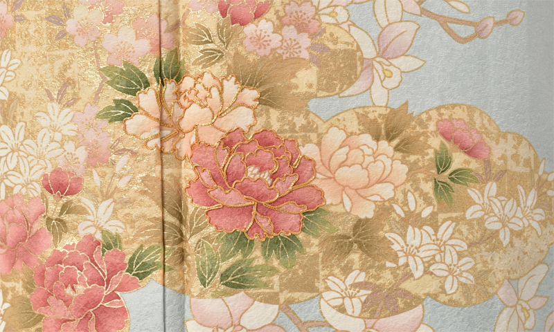 訪問着【水色地に胡蝶蘭】