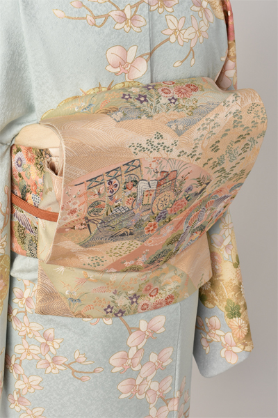 訪問着【水色地に胡蝶蘭】