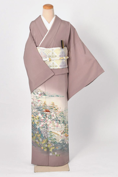 色留袖〔加賀友禅調に唐織〕