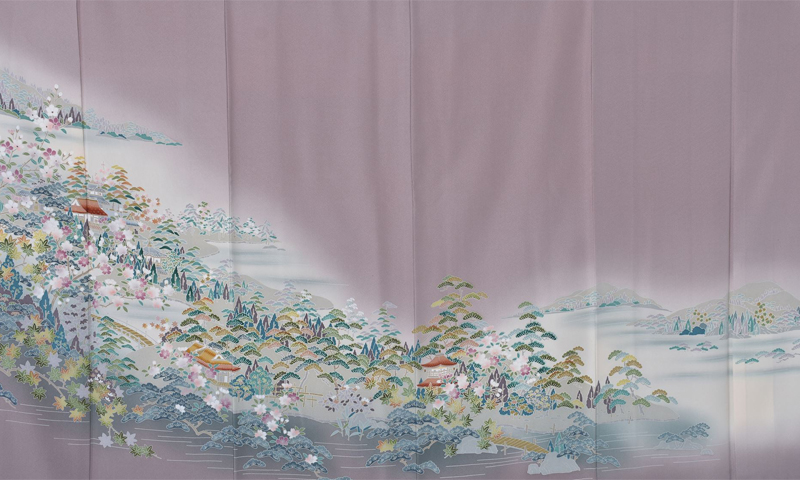 色留袖〔加賀友禅調に唐織〕