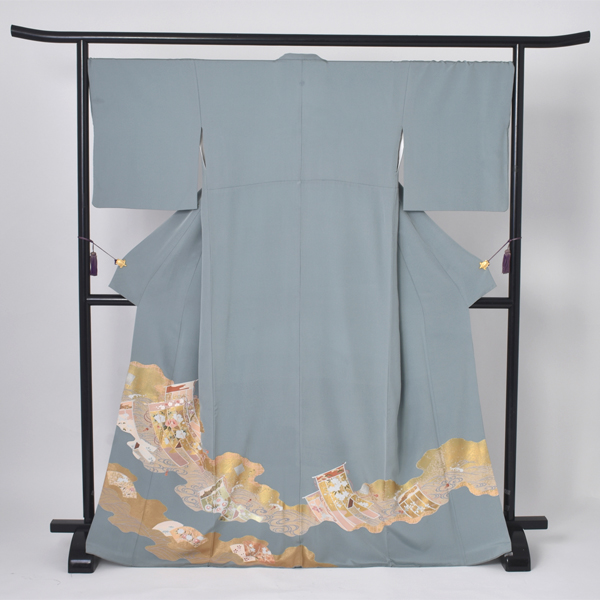 色留袖［納戸色地に道長取り］