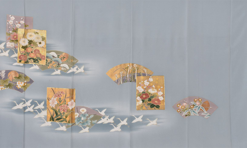 色留袖［品格を感じさせる四季草花と光琳鶴］