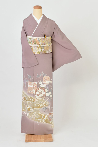 色留袖【紅藤色の高級色留袖】