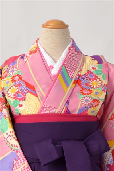 ジュニア袴【卒園式・女児／ピンク・矢羽根】