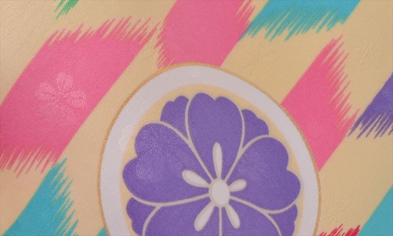 ジュニア袴【卒園式・女児／水色ピンク・矢羽根・家紋】