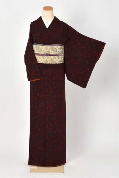 小紋(エンジ×名古屋帯)