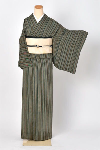 小紋（縦縞×洒落袋帯)