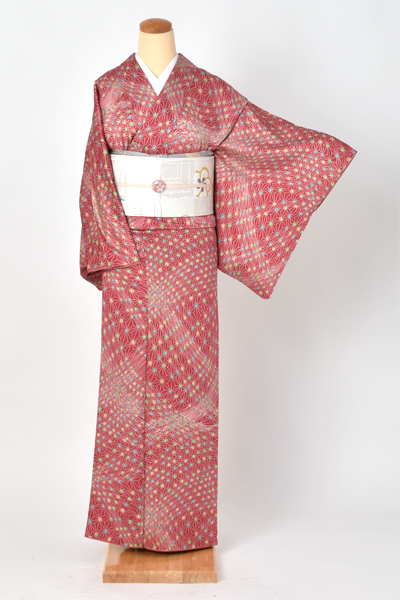 小紋(ピンク×名古屋帯)