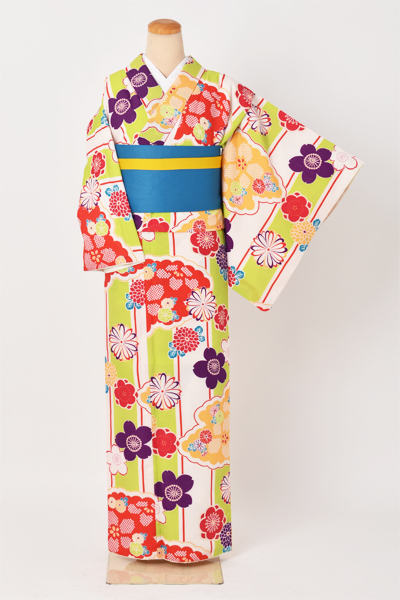 小紋(カジュアル・黄緑白)