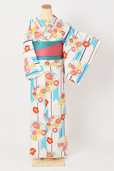 小紋(カジュアル・白水色)