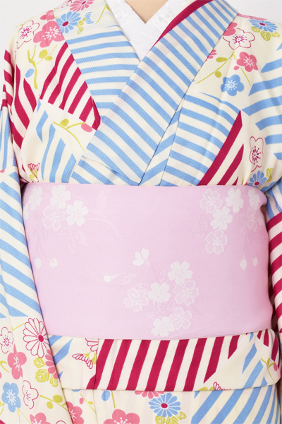 小紋(カジュアル・赤紫と水色)