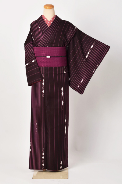 小紋(カジュアル・赤紫色)