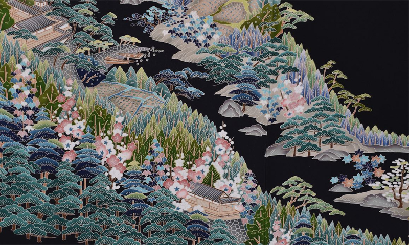 黒留袖〔加賀友禅調〕