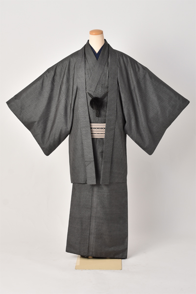 紬アンサンブル(泥茶絣)