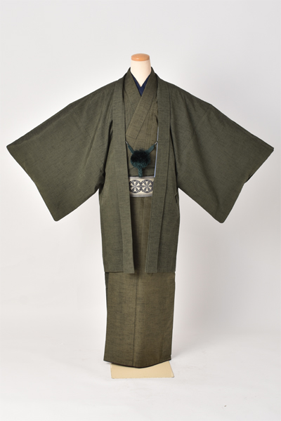 紬アンサンブル(深緑無地)