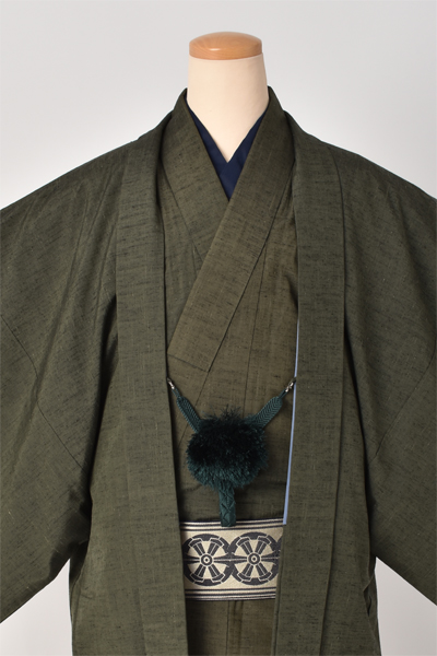 紬アンサンブル(深緑無地)