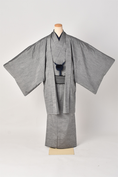 紬アンサンブル(グレー無地)