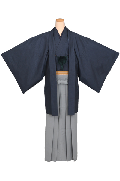 紬・袴付き(紺絣・薄グレー袴)