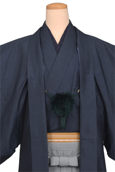 紬・袴付き(紺絣・薄グレー袴)