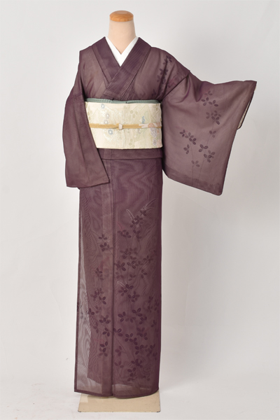 紗袷訪問着［江戸紫地・萩］