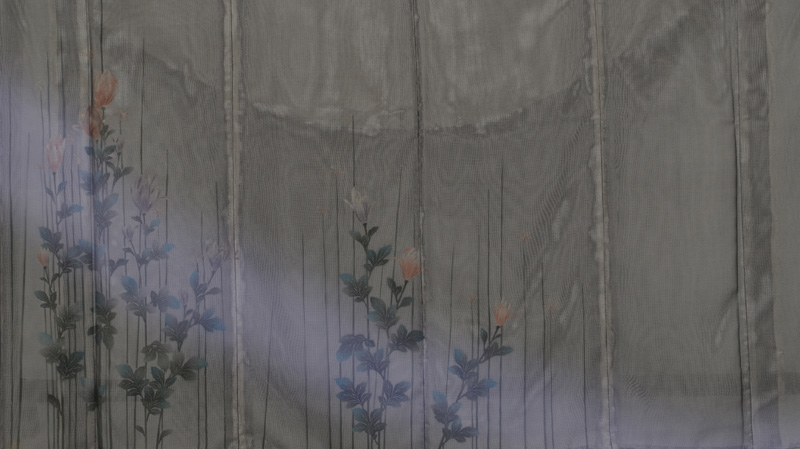 紗袷訪問着［黒地・菊柄］