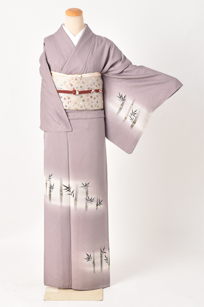 単衣訪問着[薄色地・墨絵]