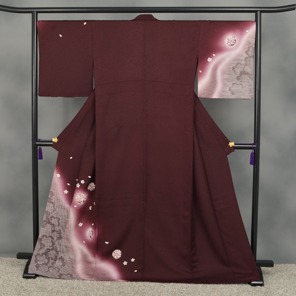 単衣訪問着[小豆色地・御殿まり]