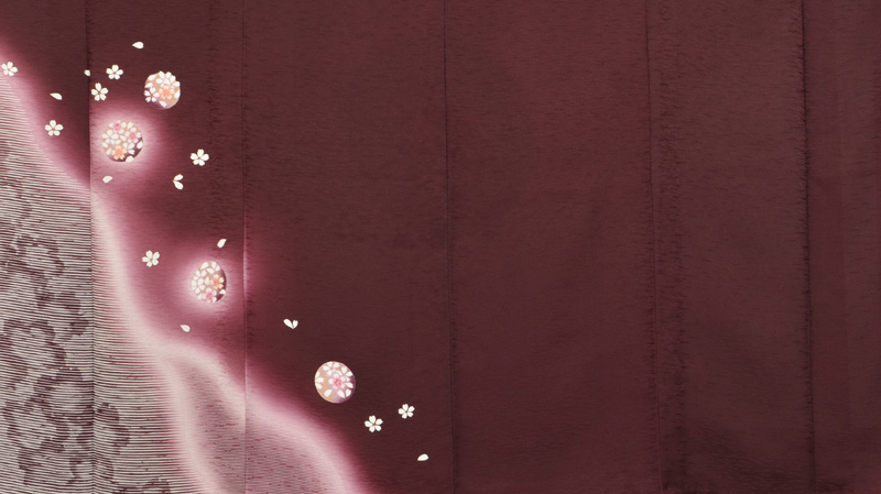 単衣訪問着[小豆色地・御殿まり]