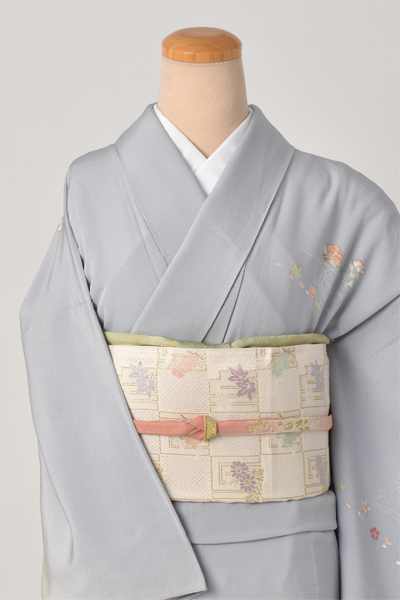 単衣付下げ訪問着[灰色地・地紙扇面]