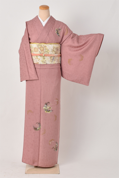 単衣付下げ訪問着［小桜地紋・梅紫色］