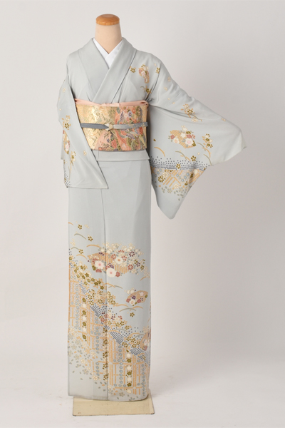 単衣付下げ訪問着[水色地・吉祥文様]