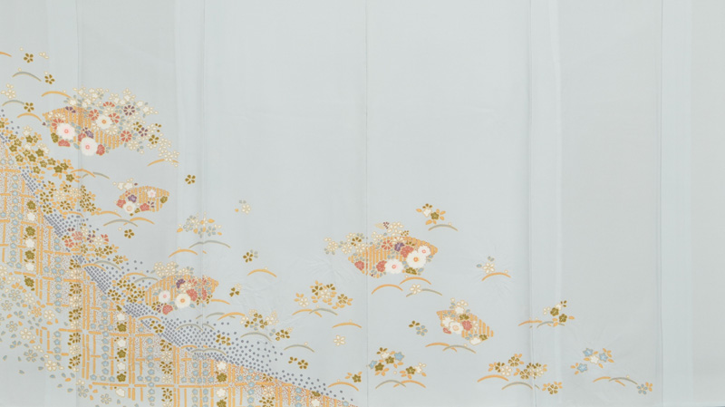 単衣付下げ訪問着[水色地・吉祥文様]