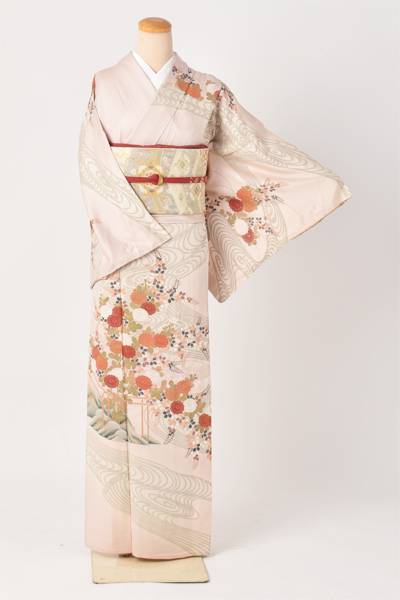 ひとえ_【訪問着・四季草花に流水】