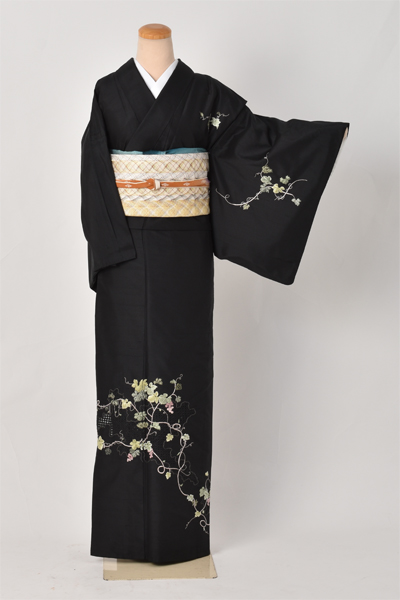 単衣紬訪問着［泥染めの大島紬］