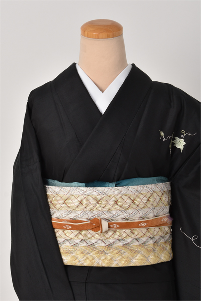 単衣紬訪問着［泥染めの大島紬］