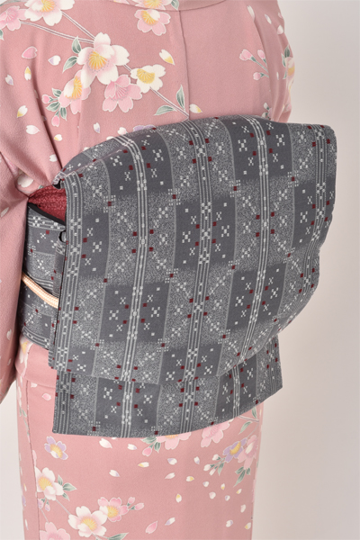 単衣小紋［桃色地・桜柄］