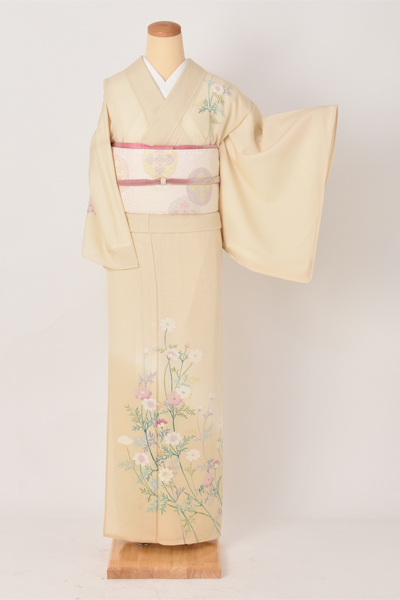 夏物訪問着〔クリーム地にコスモス〕