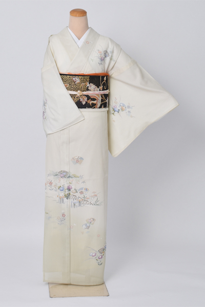 夏物訪問着〔クリーム色にカキツバタ〕