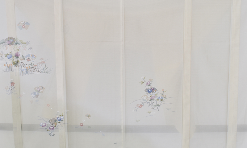 夏物訪問着〔クリーム色にカキツバタ〕